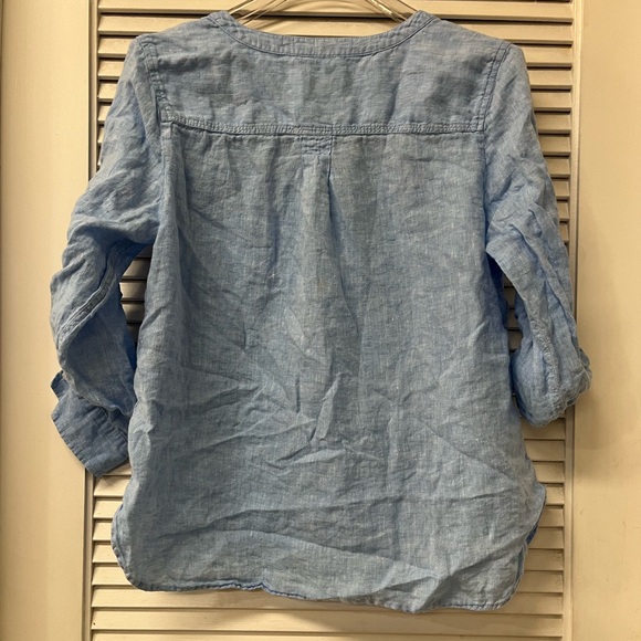 Talbots ✨Sky Blue Casual Blouse✨large✨linen - Picture 6 of 6